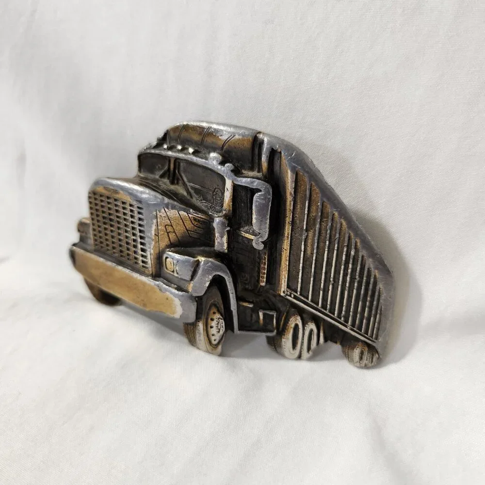 VTG The Great American Chicago Truck Brass Belt Buckle #240 Semi-Truck Trailer